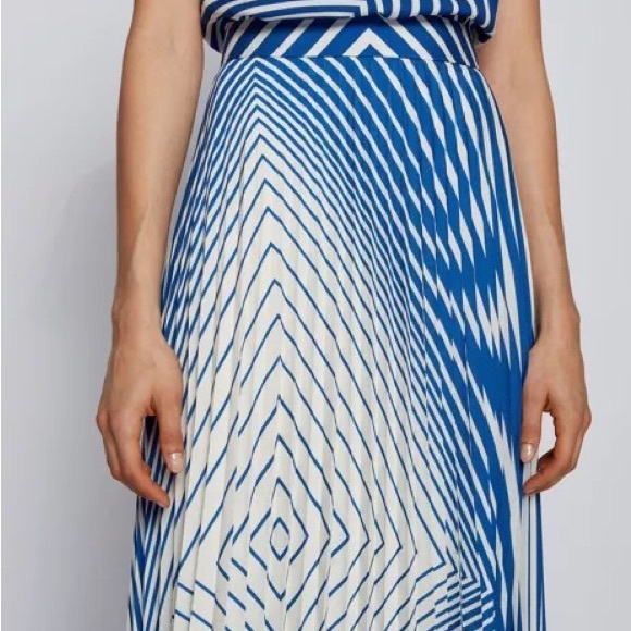 HUGO BOSS ASYMMETRIC PLISSÉ SKIRT WITH FOULARD-INSPIRED STRIPE PRINT - Picture 3 of 7
